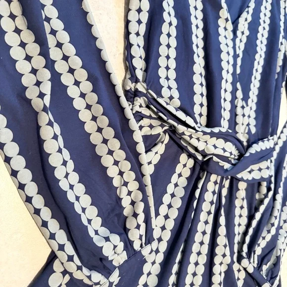 Boden Navy Blue Polka Dot Stripe Wrap Dress | US 2 / UK 6 | Like New - Picture 3 of 9